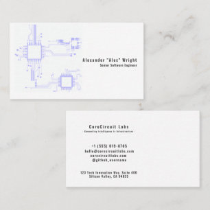 Modern Purple Circuit Board Software Engineer Business Card