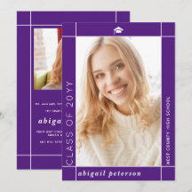 Modern purple Class of 2025 graduation photo