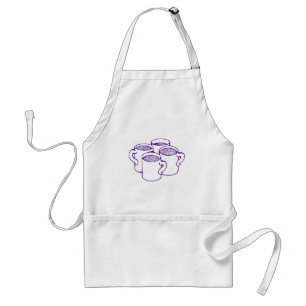 Modern Purple Coffee Mug Line Art Graphic Standard Apron