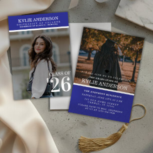 Modern Purple College Graduation Senior Photo Invitation