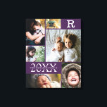 Modern Purple Colour Block Family 6 Photo Collage Canvas Print<br><div class="desc">Modern Purple Colour Block Family 6 Photo Collage - with personalised family last name, year, and initial letter, all arranged in an elegant grid layout. This modern and sleek design displays 6 of your own pictures beautifully. Available in several colorways to match any room decor. Makes a great holiday keepsake...</div>