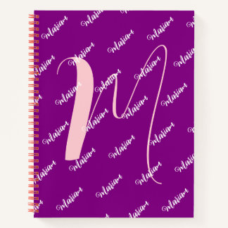 Modern Purple Colour - Initial Name Monogrammed Notebook
