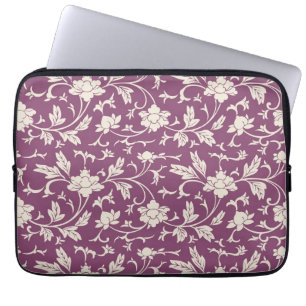 Modern Purple & Cream Floral Laptop Sleeve
