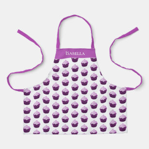 Modern Purple Cupcake Pattern Personalised Apron