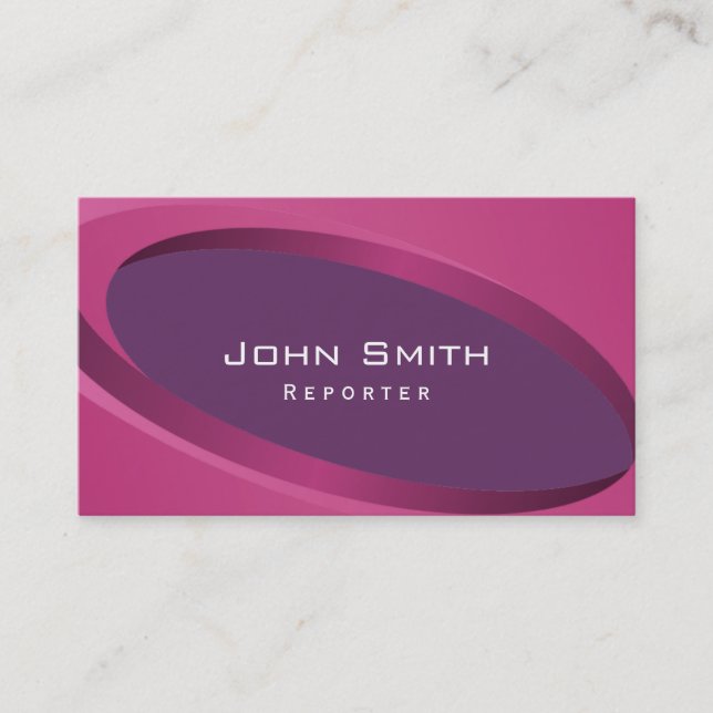 Modern Purple Curves Reporter Business Card (Front)