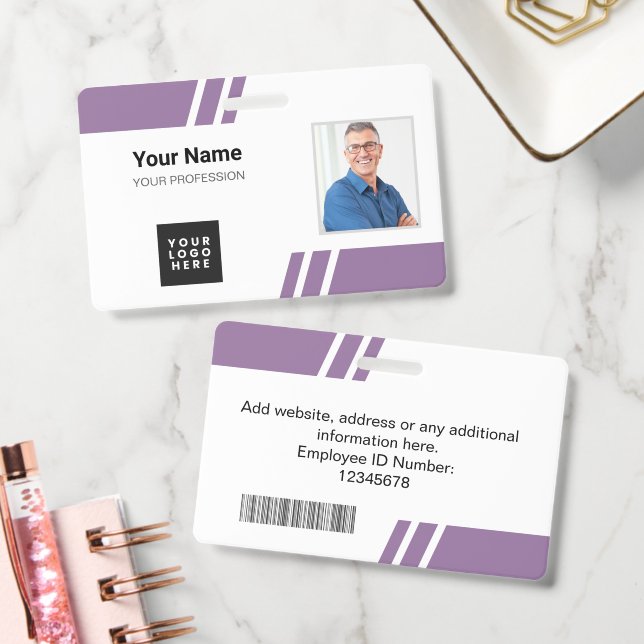 Modern Purple Custom Employee ID Badge (Office)