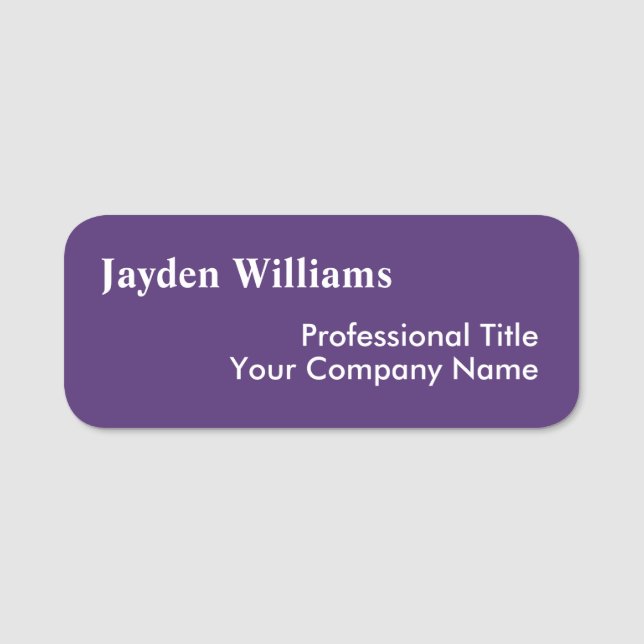Modern Purple Custom  Employee ID Name Tag (Front)