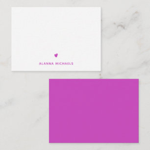 Modern Purple Cute Heart and Name Card