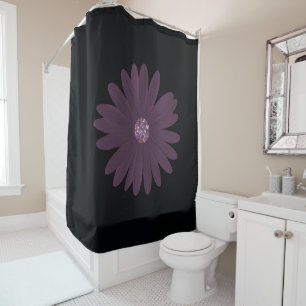 Modern purple daisy with glitter centre shower curtain