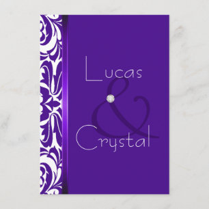 Modern Purple Damask Elegant Wedding Invitation