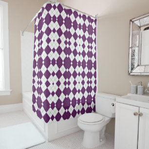 Modern Purple Diamond Argyle Grid Shower Curtain