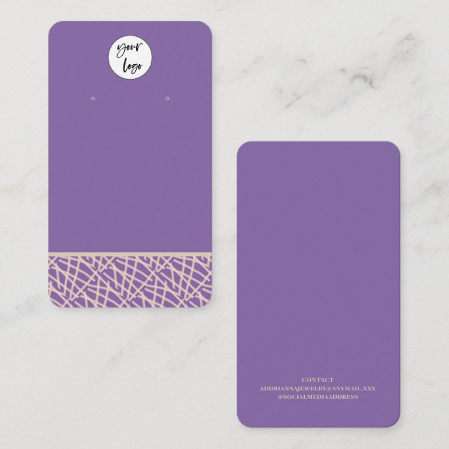 Modern Purple Earring Display  Business Card (Front/Back)