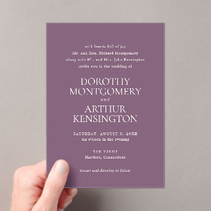 Modern Purple Elegant Wedding Acrylic Invitations
