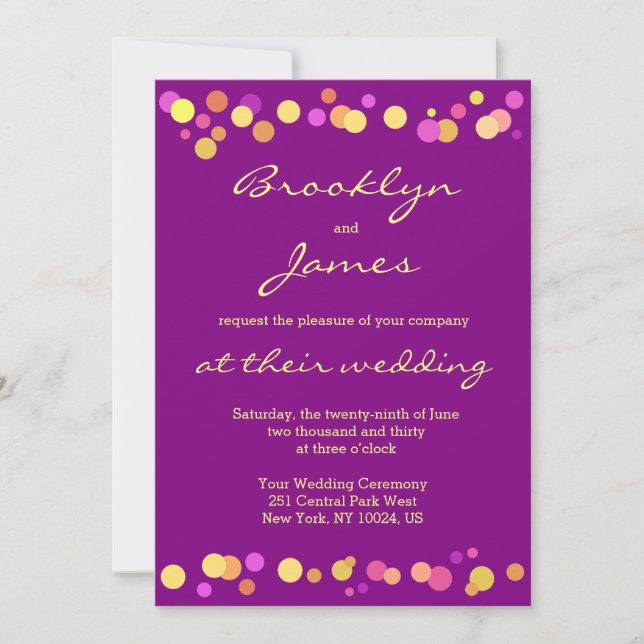 Modern Purple Fall Wedding Invitations (Front)