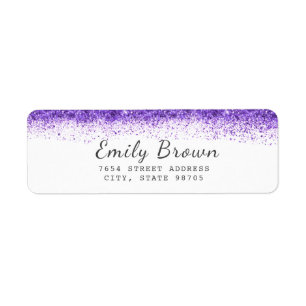 Modern Purple Faux Glitter Return Address Label