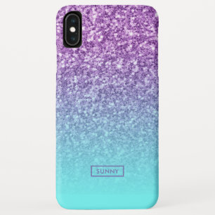 Modern Purple Faux Glitter Turquoise Ombre no.2 iPhone XS Max Case