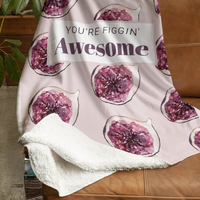 Modern Purple Fig Pattern & You're Figgin' Awesome Sherpa Blanket (Creator Uploaded)