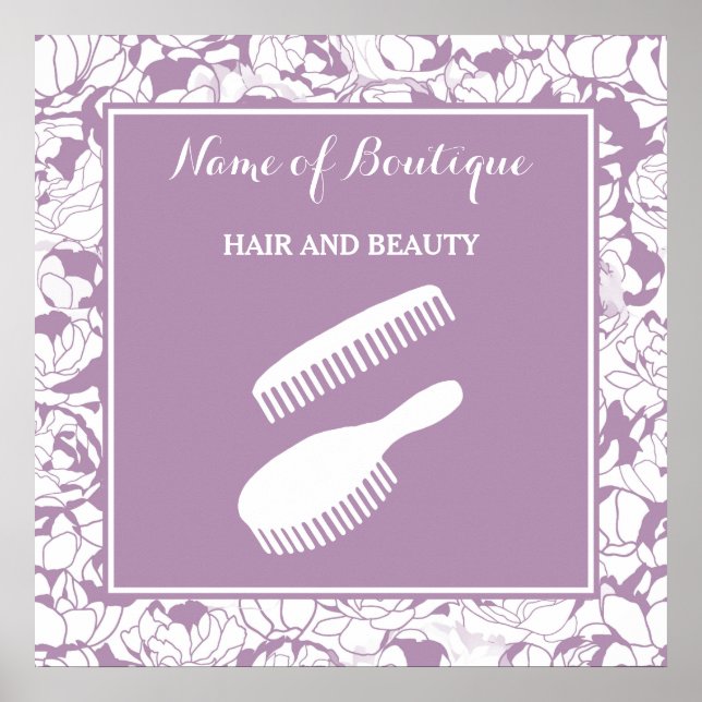 Modern Purple Floral Beauty Boutique Sign (Front)