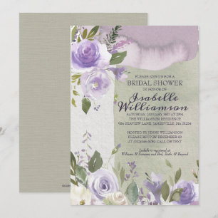 Modern Purple Floral Bridal Shower Invitations