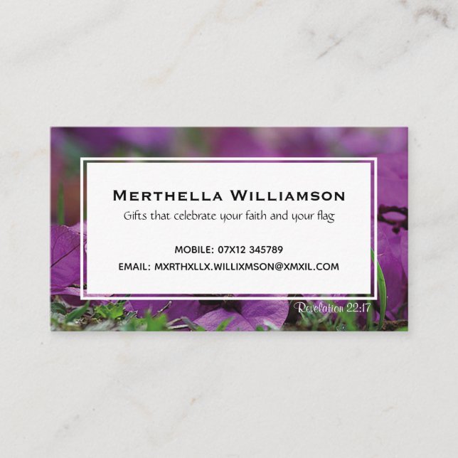 Modern | Purple | Floral | Christian Scripture Business Card (Front)