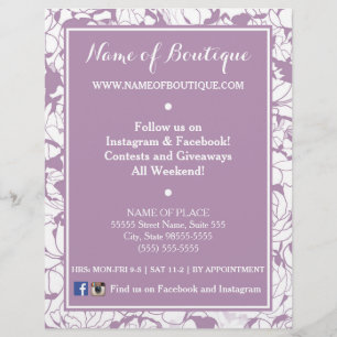 Modern Purple Floral Girly Boutique Events Flyer