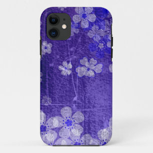 Modern purple floral grunge wall background iPhone 11 case