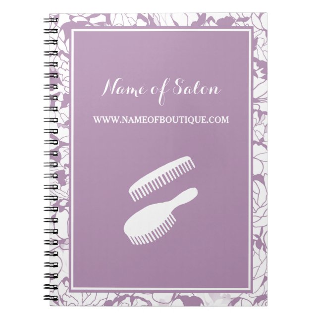 Modern Purple Floral Hair and Beauty Boutique Notebook (Front)