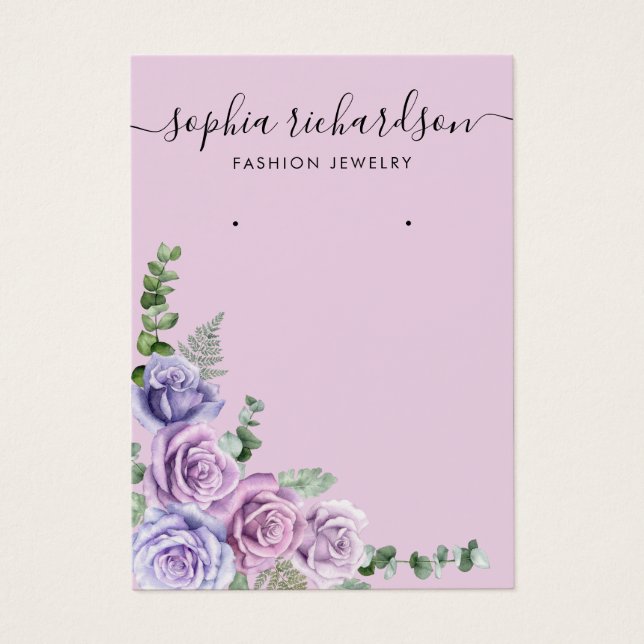 Modern Purple Floral Jewellery Earring Display Car (Front)