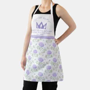Modern Purple Floral Pattern Apron