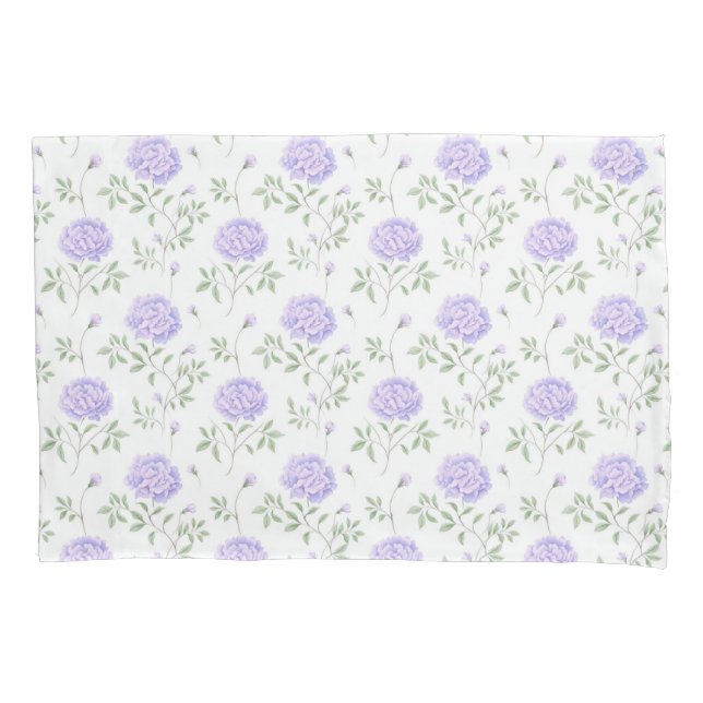Modern Purple Floral Pattern  Pillowcase (Front)