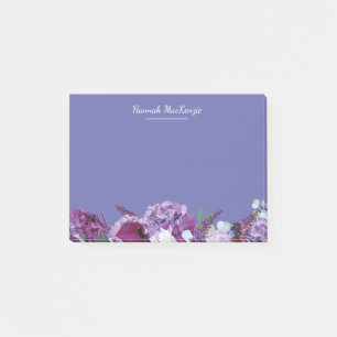 Modern Purple Floral Personalised Name Post-it Notes