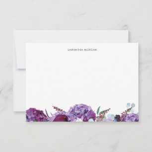 Modern Purple Floral Personalised Thank You Card