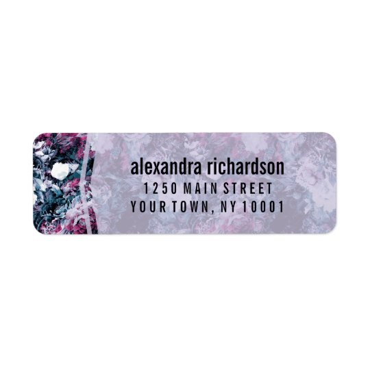 Modern Purple Floral Return Address Label