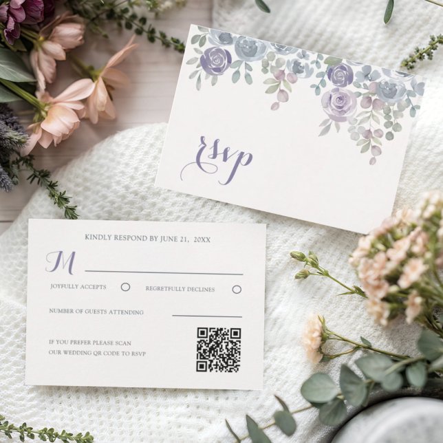 Modern  Purple Floral Rsvp Wedding (Creator Uploaded)