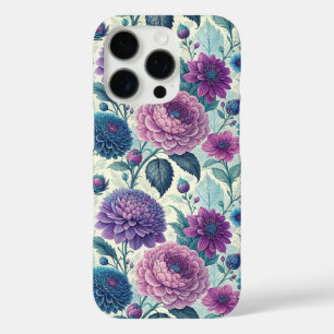 Modern Purple Floral Vintage Dahlia iPhone 16 Pro Case