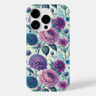 Modern Purple Floral Vintage Dahlia Case-Mate iPhone 14 Pro Case