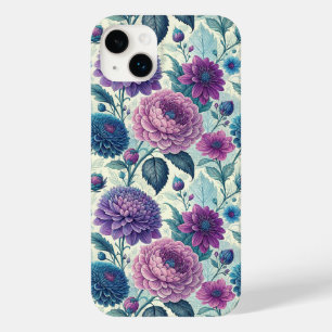 Modern Purple Floral Vintage Dahlia Case-Mate iPhone 14 Plus Case
