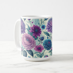 Modern Purple Floral Vintage Dahlia Coffee Mug