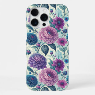 Modern Purple Floral Vintage Dahlia iPhone 16 Pro Max Case