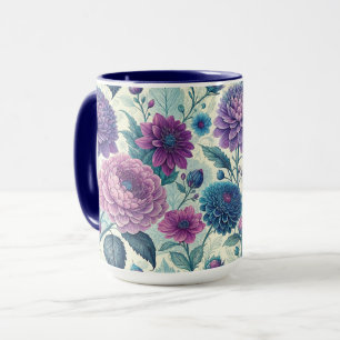 Modern Purple Floral Vintage Dahlia Mug