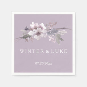 Modern Purple Floral Watercolor Wedding Napkin