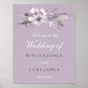 Modern Purple Floral Watercolor Wedding Poster
