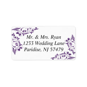 Modern Purple Floral   Wedding Label