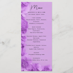 Modern purple floral wedding menu