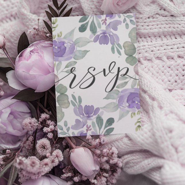 Modern Purple Floral Wedding RSVP (Creator Uploaded)