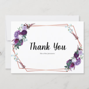 Modern Purple Floral Wedding Thank you