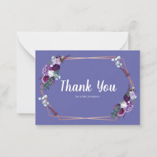 Modern Purple Floral Wedding Thank you Modern Card