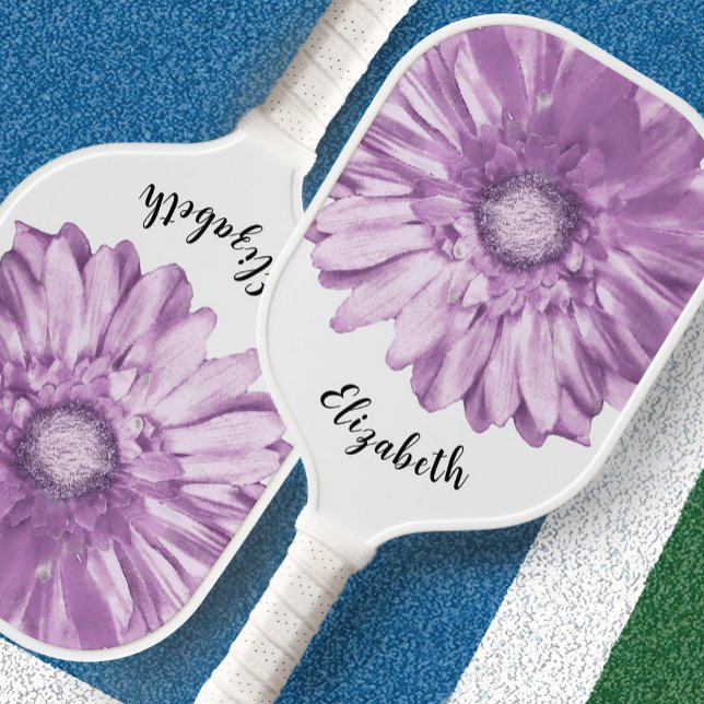 Modern purple flower custom name pickleball paddle (Creator Uploaded)