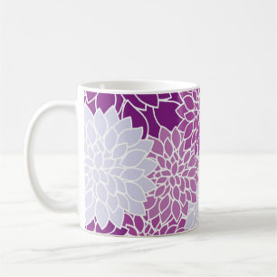 Modern Purple Flower Pattern Coffee Mug