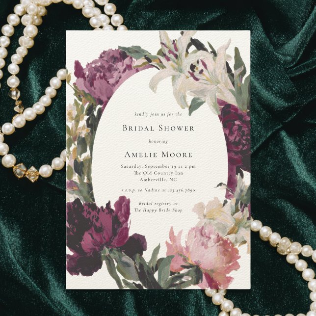 Modern Purple Flower Wreath Bridal Shower Invitation (Creator Uploaded)